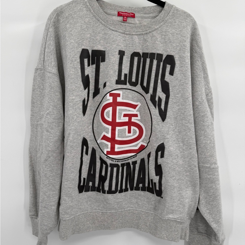 Mitchell & Ness Gray St. Louis Cardinals Crewneck Sweater